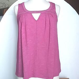 Juicy Couture Sleeveless Blouse Keyhole Neckline Silver Tone Dots